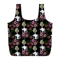 Victorian Girl Black Full Print Recycle Bag (l) by snowwhitegirl