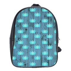 Zen Lotus Wood Wall Blue School Bag (large)