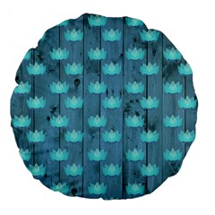 Zen Lotus Wood Wall Blue Large 18  Premium Flano Round Cushions by snowwhitegirl