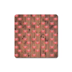 Zen Lotus Wood Wall Square Magnet