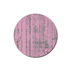 Old Pink Wood Wall Rubber Round Coaster (4 Pack) 