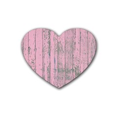Old Pink Wood Wall Rubber Coaster (heart)  by snowwhitegirl