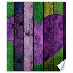 Wood Wall Heart Purple Green Canvas 8  X 10  by snowwhitegirl