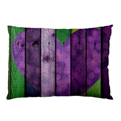 Wood Wall Heart Purple Green Pillow Case (two Sides) by snowwhitegirl