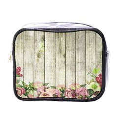 Floral Wood Wall Mini Toiletries Bag (one Side)