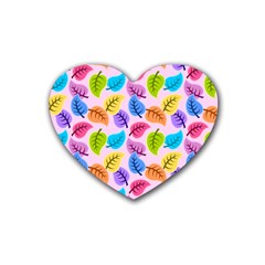 Colorful Leaves Rubber Coaster (heart) 