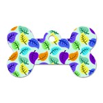 Colorful Leaves Blue Dog Tag Bone (One Side) Front