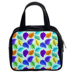 Colorful Leaves Blue Classic Handbag (two Sides)