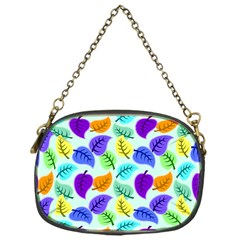 Colorful Leaves Blue Chain Purse (one Side)