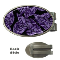 Tropical Leaves Purple Money Clips (oval)  by snowwhitegirl