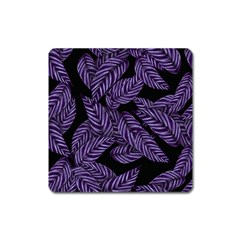 Tropical Leaves Purple Square Magnet
