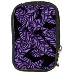 Tropical Leaves Purple Compact Camera Leather Case
