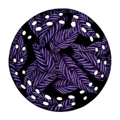 Tropical Leaves Purple Round Filigree Ornament (two Sides) by snowwhitegirl
