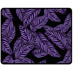 Tropical Leaves Purple Double Sided Fleece Blanket (medium)  by snowwhitegirl