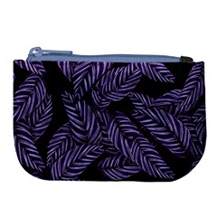 Tropical Leaves Purple Large Coin Purse