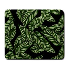 Tropical Leaves On Black Large Mousepads by snowwhitegirl