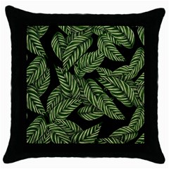 Tropical Leaves On Black Throw Pillow Case (black) by snowwhitegirl