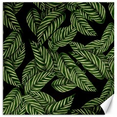 Tropical Leaves On Black Canvas 20  X 20 