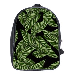 Tropical Leaves On Black School Bag (large)