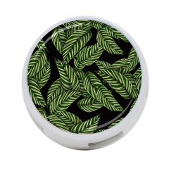 Tropical Leaves On Black 4-port Usb Hub (one Side)