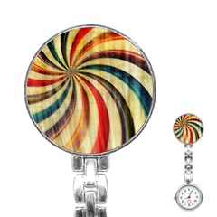 Abstract Rainbow Swirl Stainless Steel Nurses Watch by snowwhitegirl