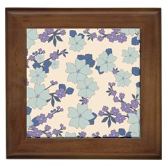 Vintage Floral Blue Pattern Framed Tiles by snowwhitegirl