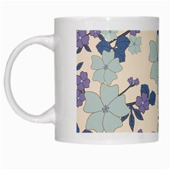 Vintage Floral Blue Pattern White Mugs by snowwhitegirl