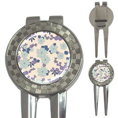 Vintage Floral Blue Pattern 3-in-1 Golf Divots by snowwhitegirl