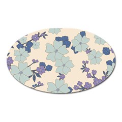 Vintage Floral Blue Pattern Oval Magnet