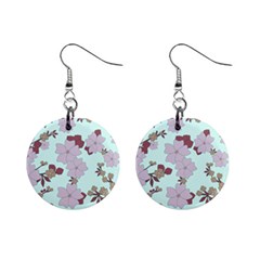 Vintage Floral Lilac Pattern Mini Button Earrings by snowwhitegirl