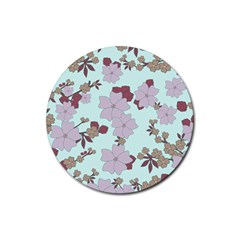 Vintage Floral Lilac Pattern Rubber Coaster (Round) 