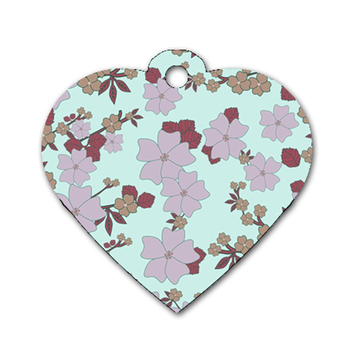 Vintage Floral Lilac Pattern Dog Tag Heart (One Side)