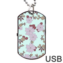 Vintage Floral Lilac Pattern Dog Tag Usb Flash (two Sides) by snowwhitegirl