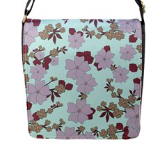 Vintage Floral Lilac Pattern Flap Closure Messenger Bag (l) by snowwhitegirl