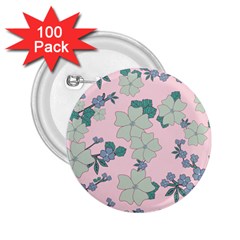 Vintage Floral Lilac Pattern Pink 2 25  Buttons (100 Pack)  by snowwhitegirl