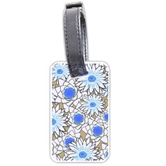 Vintage White Blue Flowers Luggage Tags (one Side)  by snowwhitegirl