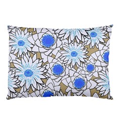 Vintage White Blue Flowers Pillow Case (two Sides) by snowwhitegirl
