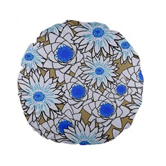 Vintage White Blue Flowers Standard 15  Premium Round Cushions by snowwhitegirl