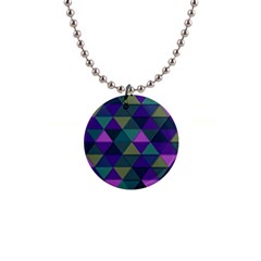 Blue Geometric 1  Button Necklace