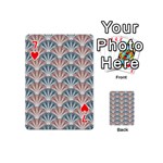 Vintage Scallop Blue Red Pattern Playing Cards 54 (Mini) Front - Heart7