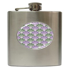 Vintage Scallop Violet Green Pattern Hip Flask (6 Oz)