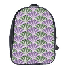 Vintage Scallop Violet Green Pattern School Bag (xl) by snowwhitegirl