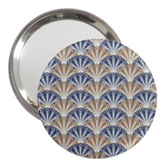 Vintage Scallop Beige Blue Pattern 3  Handbag Mirrors by snowwhitegirl