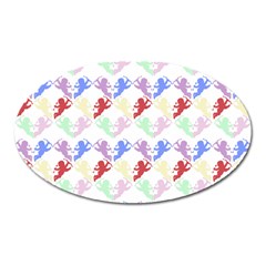 Colorful Cherubs White Oval Magnet