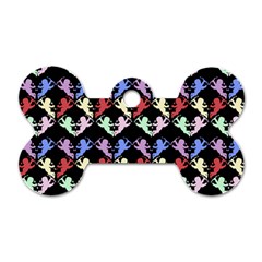 Colorful Cherubs Black Dog Tag Bone (Two Sides)