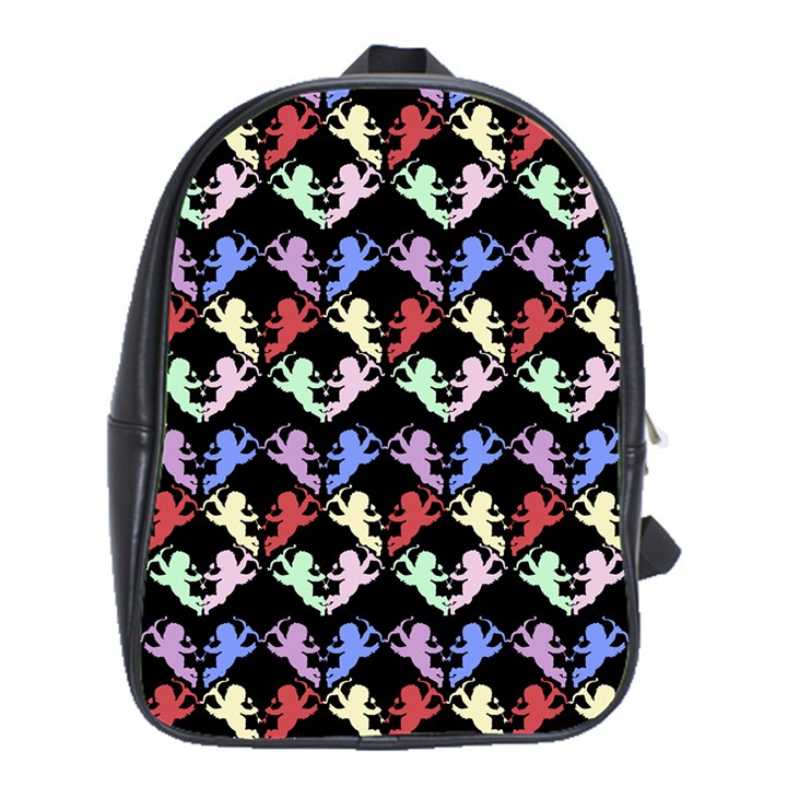 Colorful Cherubs Black School Bag (XL)