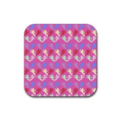 Colorful Cherubs Pink Rubber Coaster (square)  by snowwhitegirl