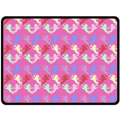 Colorful Cherubs Pink Fleece Blanket (large)  by snowwhitegirl