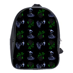 Gothic Girl Rose Black Pattern School Bag (large)