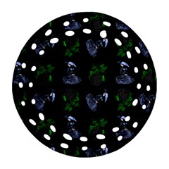 Gothic Girl Rose Black Pattern Ornament (round Filigree) by snowwhitegirl